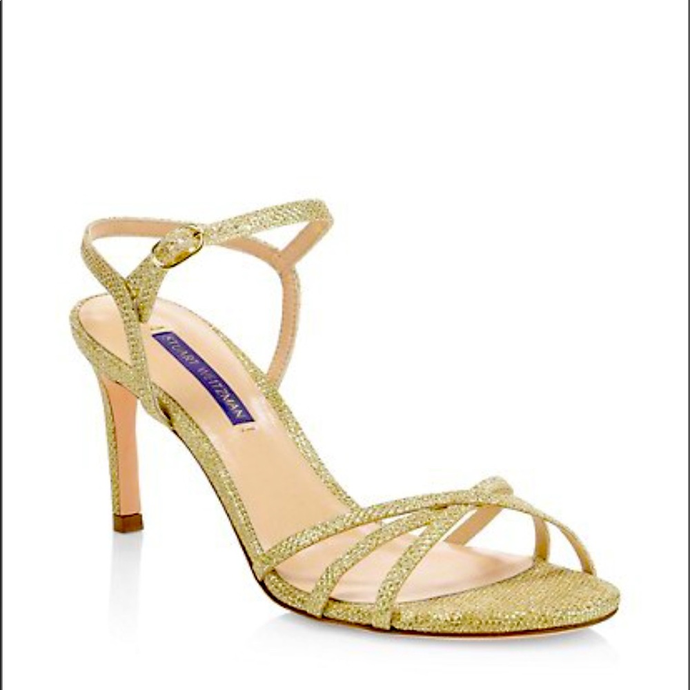 STUART WEITZMAN STARLA 105 mm PLATINO GOLD LAMÈ 8M.